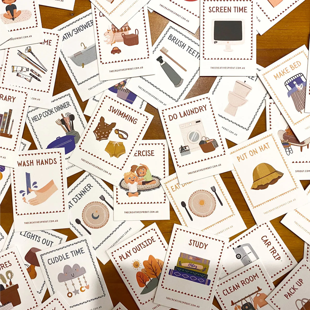 Work Routine Cards 72 Daily Routine Cards + Display Stand by The Creative Sprout ...