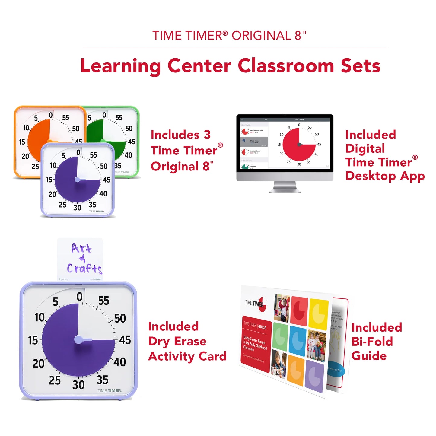 Time Timer® Original 8” - Learning Center Classroom Set (Set of 3)