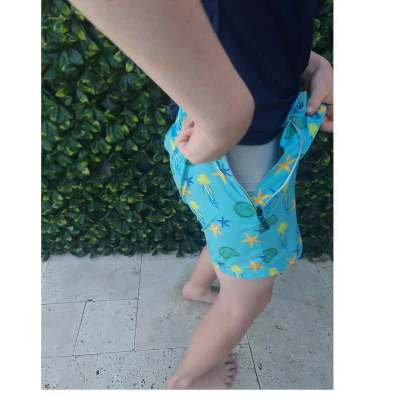 Ultra Zips Spikey Blue | Adaptive Boardshorts for Kids