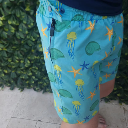 Ultra Zips Spikey Blue | Adaptive Boardshorts for Kids