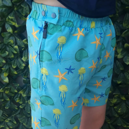 Ultra Zips Spikey Blue | Adaptive Boardshorts for Kids