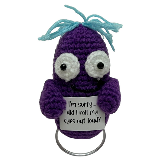 I'm Sorry... Did I Roll My Eyes Out Loud? Critter - Mini Hand Crochet Plush Support