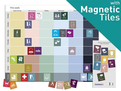 REMINDABLES Magnetic Planner for Adults (60 Tiles+Chart)