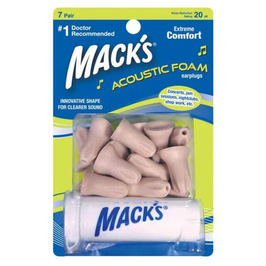 Macks Acoustic Foam Ear Plugs (NRR 20 | 7  Pairs w/ Carry Case)
