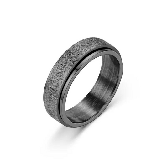 Frosted Black Anxiety Fidget Ring with Spinner