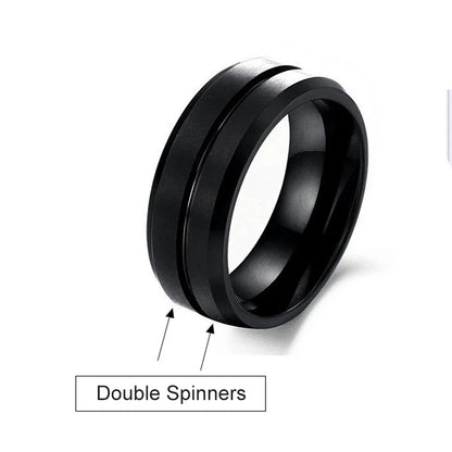 Black Double Spinner Anxiety Fidget Ring