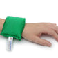 Sensory_Matters_Lycra-fidget-cuff-green_on_persons_wrist