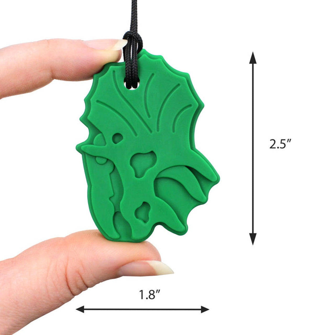 ARK's_Triceratops_Chew_Necklace_forest_green_1.8_inches_wide_2.5_inches_tall